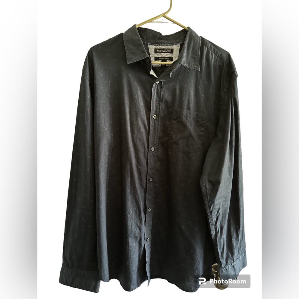 Dark blue Banana Republic men dress long sleeve tailored slim fit shirt